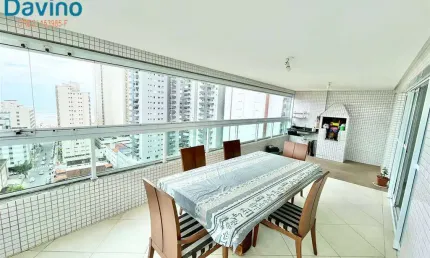 1450milhao - apartamento andar alto - 3 suites - semi mobiliado - alto padrão - praia do boqueirão em praia grande