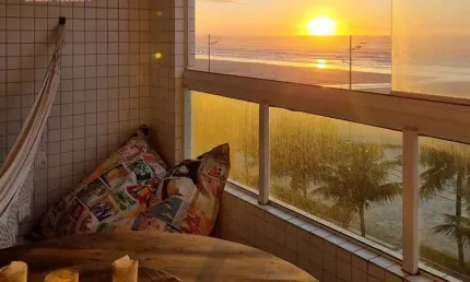 610MIL - Frente mar - Apartamento 2 dormitórios um suite sacada gourmet lazer completo