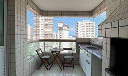 Apartamento Mobiliado amplo 1 dormitório suite andar alto com Sacada com churrasqueira a carvão  e Vista Parcial para o Mar, a 300m da Praia!