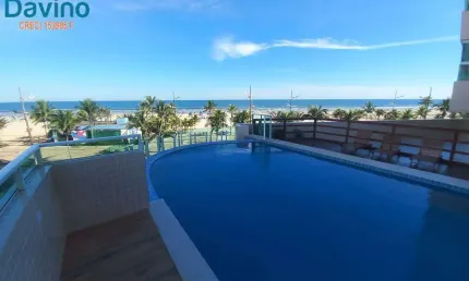 2 dormitórios com vista para o mar, varanda gourmet, lazer completo, prédio pé na areia na praia da mirim, por apenas r$445.000 à vista ou r$460.000 pelos bancos