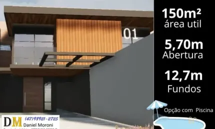 Lindo sobrado geminado com 3 quartos e piscina no costa e silva - joinville - sc