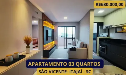 Apartamento para venda em itajaí, são vicente, 3 dormitórios, 1 suíte, 2 banheiros, 1 vaga
