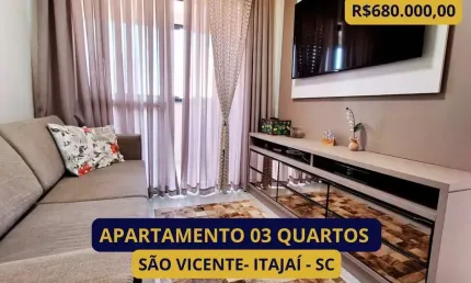 Apartamento para Venda em Itajaí, São Vicente, 3 dormitórios, 1 suíte, 1 banheiro, 1 vaga