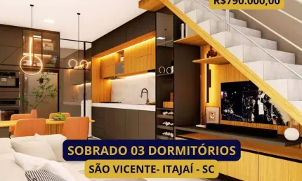 Sobrado para Venda em Itajaí, São Vicente, 3 dormitórios, 1 suíte, 3 banheiros, 2 vagas