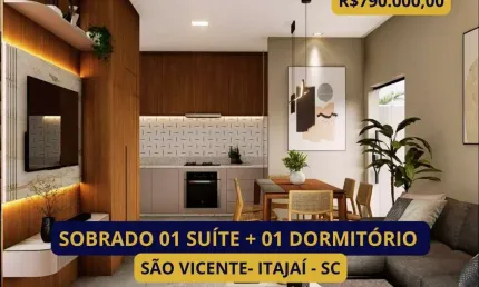 Sobrado para Venda em Itajaí, São Vicente, 2 dormitórios, 1 suíte, 3 banheiros, 1 vaga