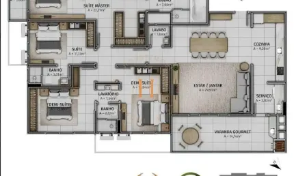 Apartamento com 4 quartos à venda na Rua Otávio do Patrocínio Medeiros, 245, Nossa Senhora do Rosário, São José por R$ 1.328.677