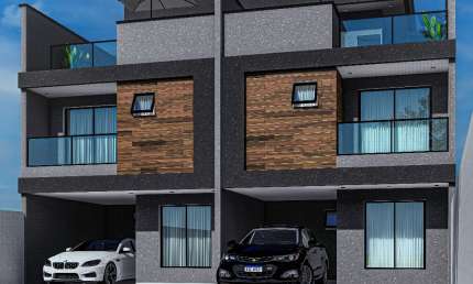 Sobrado Moderno com Terraço – 3 Quartos (1 Suíte) – 140 m² –  3 vagas Garagem Capão Raso _ Unidade 02