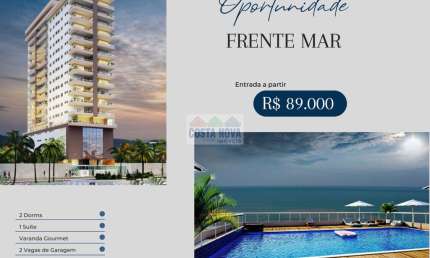 Apartamento de 2 dormitórios frente mar no Jd. Imperador
