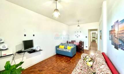 Apartamento de 1 dormitório com sacada, 1 vaga,  sala 2 ambientes e vista mar, no Bairro do Gonzaga