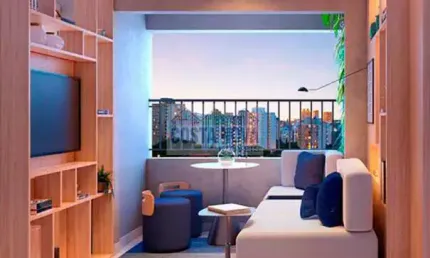 Apartamento à venda com 29m², 1 suíte, sala, varanda, cozinha integradas, bairro santa cecília