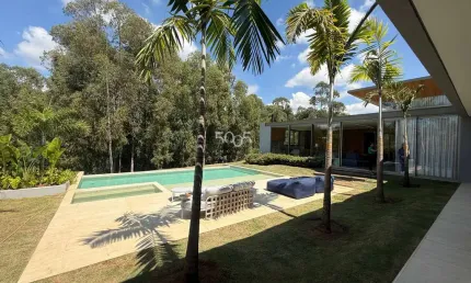 Lindo projeto de casa térrea contemporânea à venda no terras de são josé ii com 2160m2 de terreno e 600m2 de construção. mobiliado e decorado.