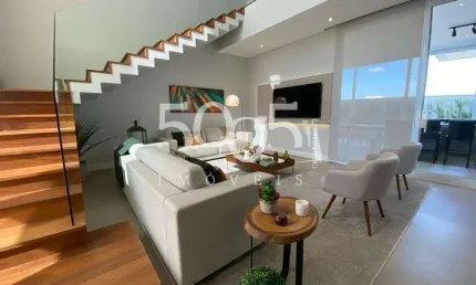 Casa de condomínio sobrado mobiliada à venda no condomínio Residencial Central Parque em Salto, 4 suítes, com 355m² de construção e 439m² de terreno.