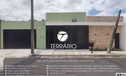 Casa à venda no Santana em Varginha com 1 quarto, 1 suíte, 2 banheiros, churrasqueira e 2 vagas