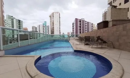 Apartamento 02 quartos na guilhermina na praia grande com lazer completo e vista livre para o mar