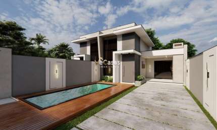 Casa Linear Recreio com Piscina em Meio Terreno e Amplo quintal