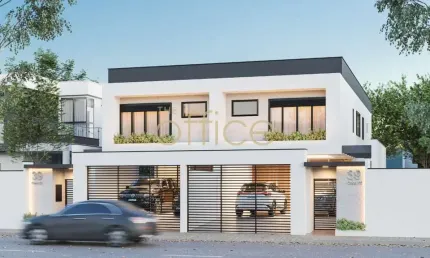 Sobrado com 3 suítes, piscina, 4 vagas de garagem, pé direito duplo, e 170m2 privativos