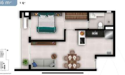 Apartamento a venda 1 quarto, 1 suíte, 46,26 m2 - Setor Bueno.
