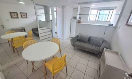 Aluguel Apt 34m² 1Qt Mobiliado, Serv Camareira Incluso, Localiz no Coração de Boa Viagem