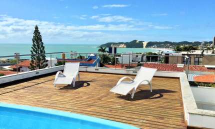 Ap 2 qtos/suíte, Ponta Negra, 230 m do mar! Piscina/churrasq na cobertura com linda vista
