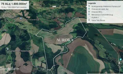 Área à venda, 1800000 m² por r$ 89.000.000,00 - zona rural - londrina/pr