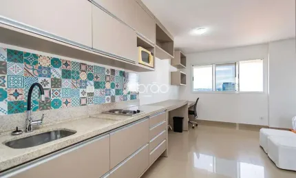 Studio mobiliado de 29 m² para alugar no Centro Cívico, Curitiba - em frente ao Shopping Mueller | Ref 421