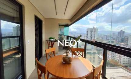 Apartamento para alugar em Santos – 2 quartos, 1 suíte, 75m², 1 vaga, a 1 quadra da praia, lazer completo