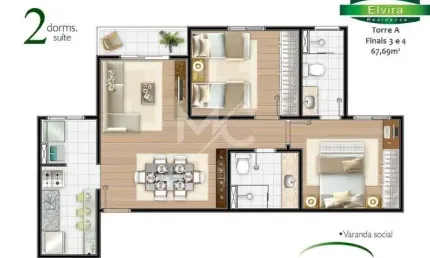 Apartamento com 2 quartos para alugar no Centro, Jacareí , 67 m2 por R$ 2.000