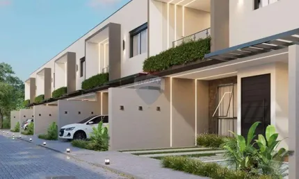 Village novo em arembepe – 2 suítes, garagem privativa e lazer completo