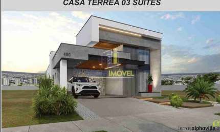 Casa 3 suítes, sala cozinha e gourmet com planejados alto padrão Alphaville II condomínio com infra