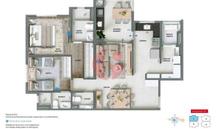 Apartamento para venda com 2 suítes e 2 vaga de garagem com 85m² - Vila Ema