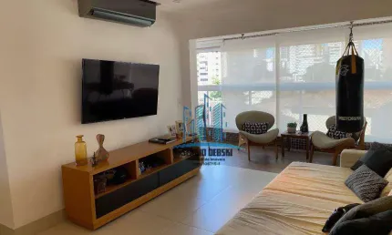 Lindo apartamento à venda, projetado por arquiteto, cozinha conceito aberto, integrada à sala, terraço incorporado. Gonzaga, Santos-SP.