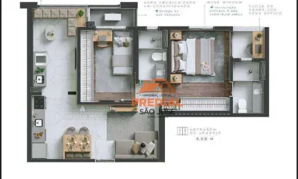 Apartamento com 2 quartos à venda na Avenida Major Miguel Naked, Jardim das Colinas, São José dos Campos