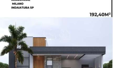 Casa térrea no condomínio Residencial Milano Indaiatuba