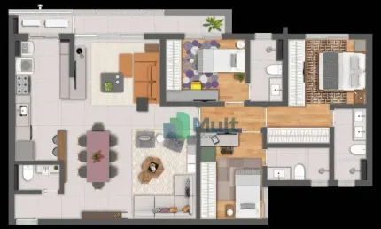 Apartamento novo de alto padrão de frente para a avenida localizado no bairro olhos d'água no condomínio ares com 110,80m² de área útil.
