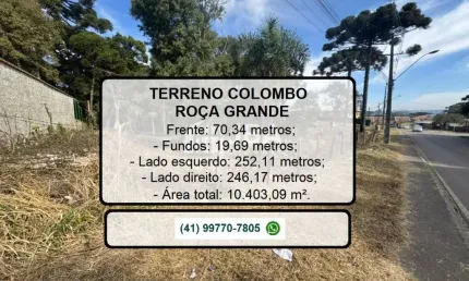 Terreno à venda na Rua Guilherme Weigert, s/n, Roça Grande, Colombo