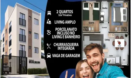Apartamento com 2 quartos à venda na Rua Adolpho Muhlmann, Jardim Cláudia, Pinhais, 52 m2 por R$ 275.000