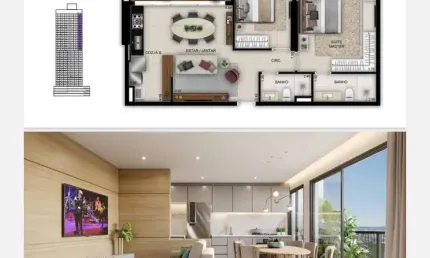 Ágio AP GYRO RICARDO PARANHOS Apartamento com 2 Quarto(s) e 2 banheiro(s) à Venda, 72.36 por R$ 803.973,98 no setor Setor Marista AD12882