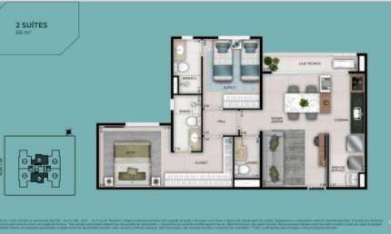 Ágio Wish Gran 29 com 2 suites Apartamento com 2 Quarto(s) e 2 banheiro(s) à Venda, 61.35 por R$ 641.679 no setor Setor Bueno VN21703