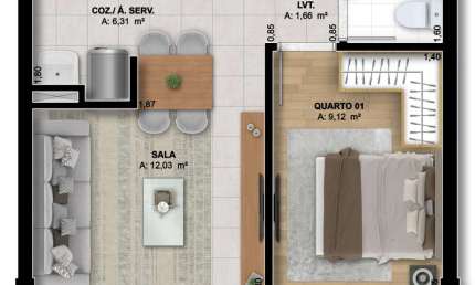 Ágio Wellness Marista  Apartamento com 1 Quarto(s) e 1 banheiro(s) à Venda, 41 por R$ 508.553,06 no setor Setor Marista AD23274