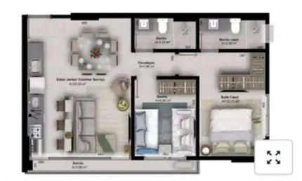 Ágio Apartamento  2 quartos 1 suíte 66m2  Lux Oeste Setor Oeste Goiânia  Apartamento com 2 Quarto(s) e 2 banheiro(s) à Venda, 66.95 por R$ 737.123 no setor MArista AD23688