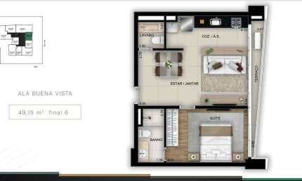 Flat - Gyro Vaca Brava Flat com 1 Quarto(s) e 2 banheiro(s) à Venda, 49.15 por R$ 735.000 no setor Setor Bueno FL24638