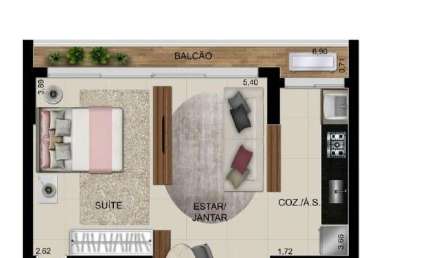 Ágio VENDO OPUS GYRO O2 - STUDIO Studio com 1 Quarto(s) e 1 banheiro(s) à Venda, 45.27 por R$ 479.000 no setor Serrinha FL24711