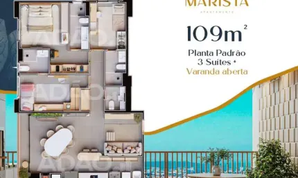 Ágio Invite Marista Apartamento com 3 Quarto(s) e 4 banheiro(s) à Venda, 109.29 por R$ 1.047.000 no setor Setor Marista AX27665