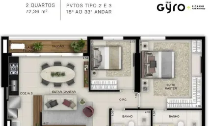 Ágio Ágio Opus Gyro Ricardo Paranhos - valor de oportunidade Apartamento com 2 Quarto(s) e 2 banheiro(s) à Venda, 73 por R$ 860.000 no setor Setor Marista TA31559