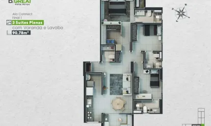 Ágio b. great nova suíça 3 quartos - valor de oportunidade apartamento com 3 quarto(s) e 4 banheiro(s) à venda, 91 por r$ 828.334,08 no setor parque amazonia ta31817