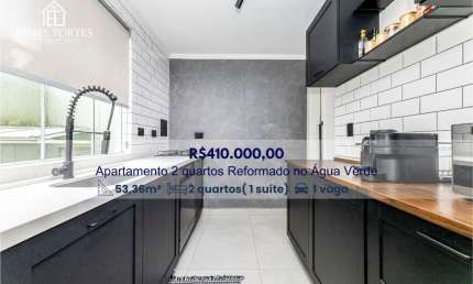 Apartamento Térreo à Venda no Água Verde | 2 Quartos (1 Suíte), Reformado, 1 Vaga – Curitiba