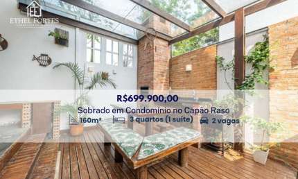 SOBRADO EM CONDOMINIO COM 160 M², 3 QUARTOS, 2 VAGAS E ESPAÇO GOURMET