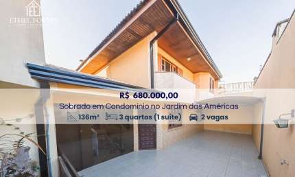 Sobrado em Condomínio no Jardim das Américas com 136m²