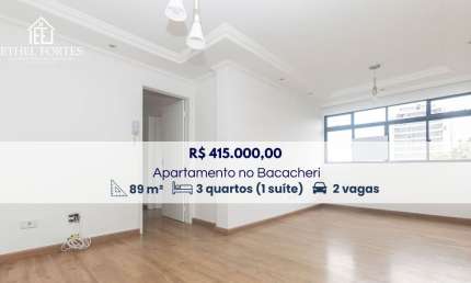 Apartamento à venda no bacacheri | 3 quartos (1 suíte) | reformado | 2 vagas | face norte ensolarado