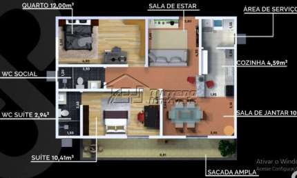 Apartamento com 2 quartos à venda na Rua Professora Otavia Raimundo da Silva, Jardim São Vicente, São José dos Campos